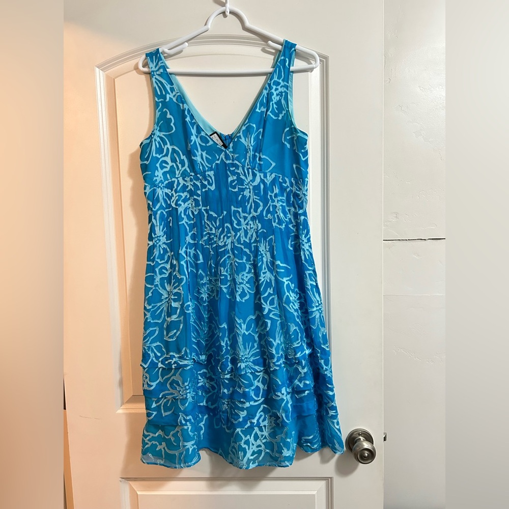 Oue‎ Per Oue Veste blue velvet burnout dress size 8 - Picture 2 of 11